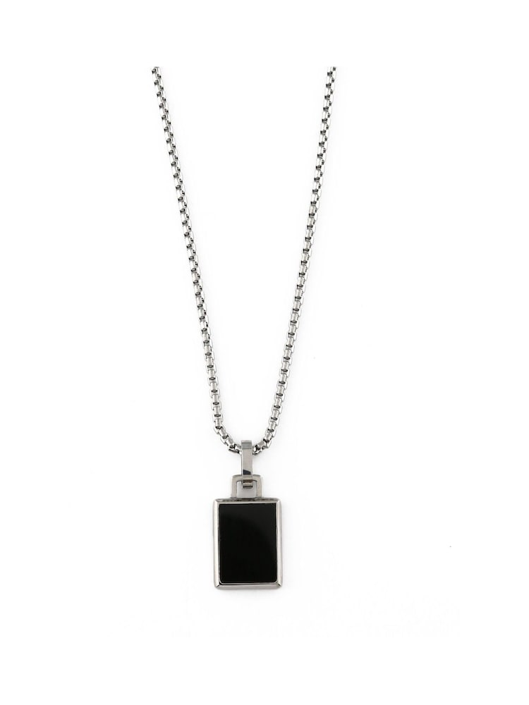 Orelia & Joe Silver Plated Black Oynx Tag Chain Necklace - Image 1 of 2
