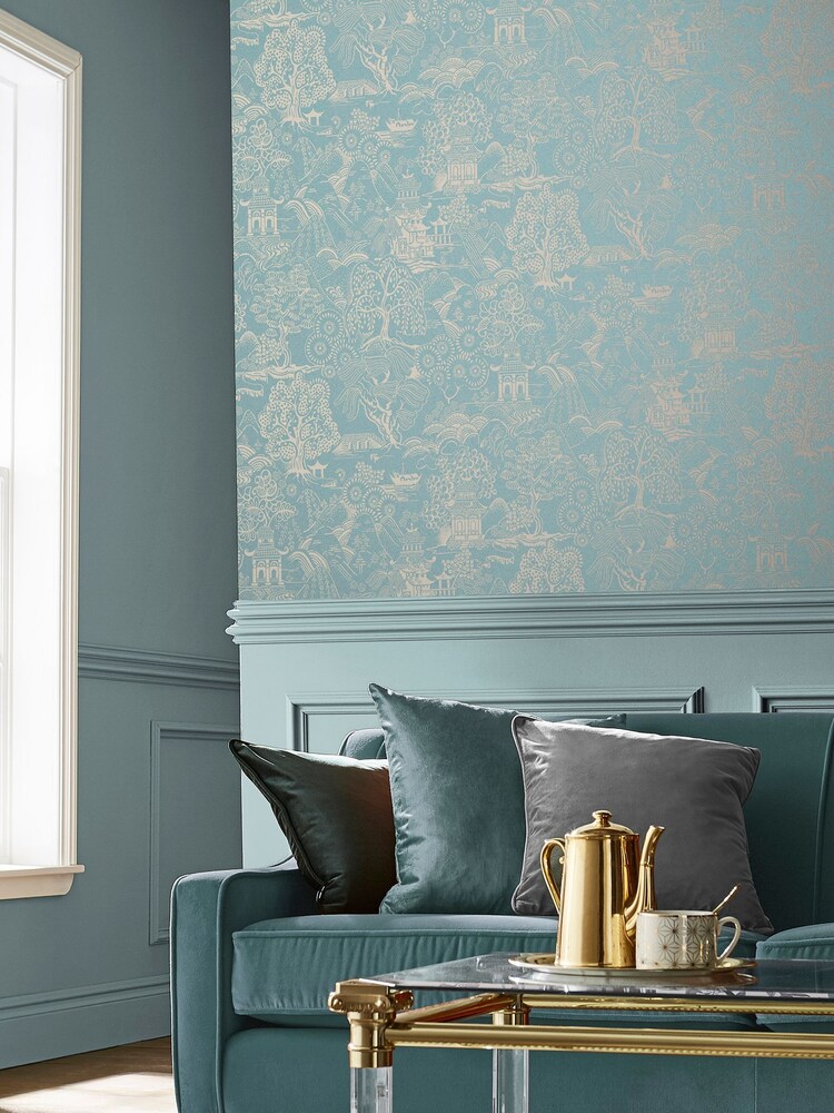 Graham & Brown Green Basuto Duck Egg 10M Wallpaper - Image 1 of 3