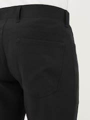 Black Jean Style Slim Fit Machine Washable Plain Front Smart Trousers - Image 5 of 8