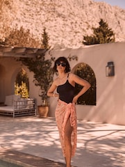 Mint Velvet Black Textured Tummy Control One Shoulder Swimsuit - Image 2 of 5