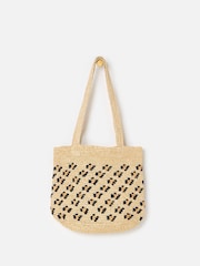 Oliver Bonas Brown Leopard Print Straw Tote Bag - Image 1 of 4