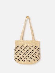 Oliver Bonas Brown Leopard Print Straw Tote Bag - Image 2 of 4