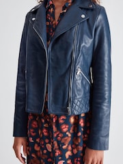 Sonder Studio Navy Premium Quilted Leather Jacket - Image 4 of 4