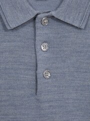 Reiss Denim Melange Trafford 3-9 yrs Merino Wool Polo Shirt - Image 6 of 6