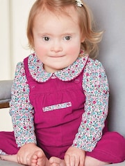 JoJo Maman Bébé Raspberry Pretty Cord Dungarees - Image 1 of 3