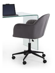 Julian Bowen Grey Kahlo Velvet Swivel Office Chair - Image 2 of 7