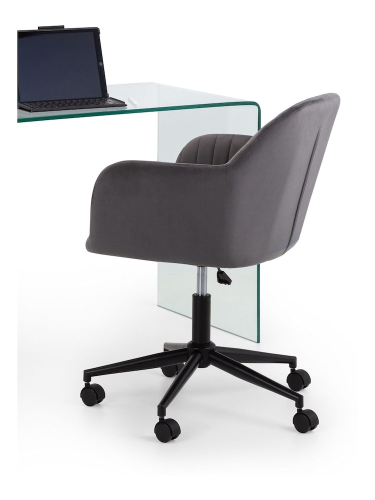 Julian Bowen Grey Kahlo Velvet Swivel Office Chair - Image 2 of 7