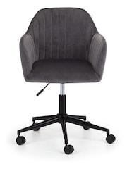 Julian Bowen Grey Kahlo Velvet Swivel Office Chair - Image 3 of 7