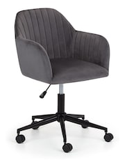 Julian Bowen Grey Kahlo Velvet Swivel Office Chair - Image 4 of 7