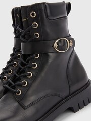 Tommy Hilfiger Buckle Lace-Up Black Boots - Image 5 of 5