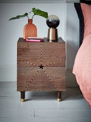 Rockett St George Natural Starburst Mango Wood 2 Drawer Bedside Table - Image 1 of 8