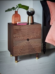 Rockett St George Natural Starburst Mango Wood 2 Drawer Bedside Table - Image 2 of 8