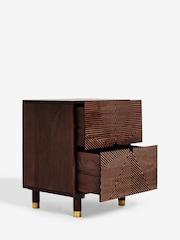 Rockett St George Natural Starburst Mango Wood 2 Drawer Bedside Table - Image 5 of 8