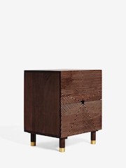 Rockett St George Natural Starburst Mango Wood 2 Drawer Bedside Table - Image 6 of 8