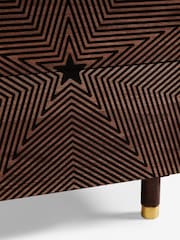 Rockett St George Natural Starburst Mango Wood 2 Drawer Bedside Table - Image 8 of 8