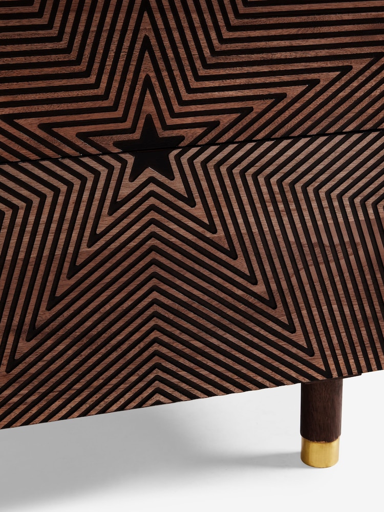 Rockett St George Natural Starburst Mango Wood 2 Drawer Bedside Table - Image 8 of 8
