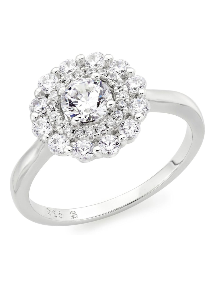 Beaverbrooks Sterling Silver Cubic Zirconia Double Halo Ring - Image 1 of 5