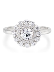 Beaverbrooks Sterling Silver Cubic Zirconia Double Halo Ring - Image 2 of 5