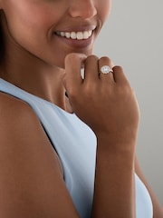 Beaverbrooks Sterling Silver Cubic Zirconia Double Halo Ring - Image 5 of 5