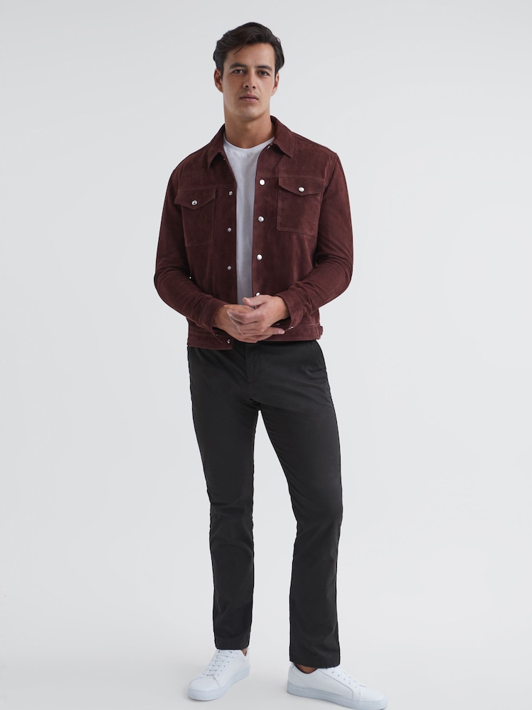 Reiss Charcoal Pitch Washed Slim Fit Chinos - Image 1 of 6