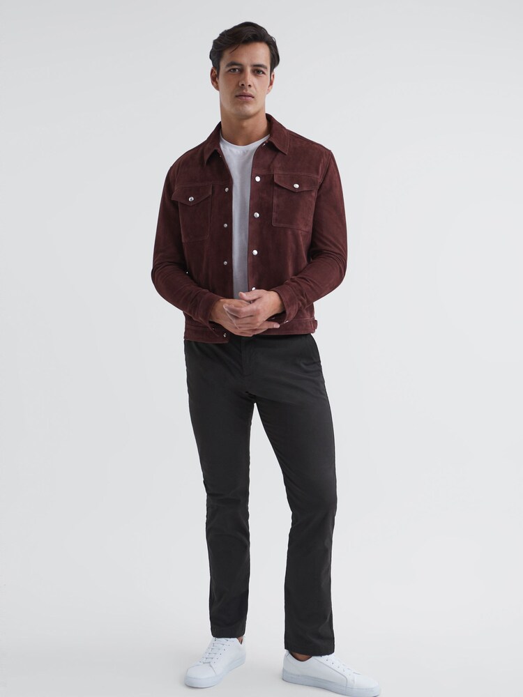 Reiss Charcoal Pitch Washed Slim Fit Chinos - Image 1 of 6 Reiss Charcoal Pitch Washed Slim Fit Chinos - Image 1 of 6