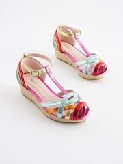 Rainbow Weave Strap Wedge Sandals - Image 2 of 8