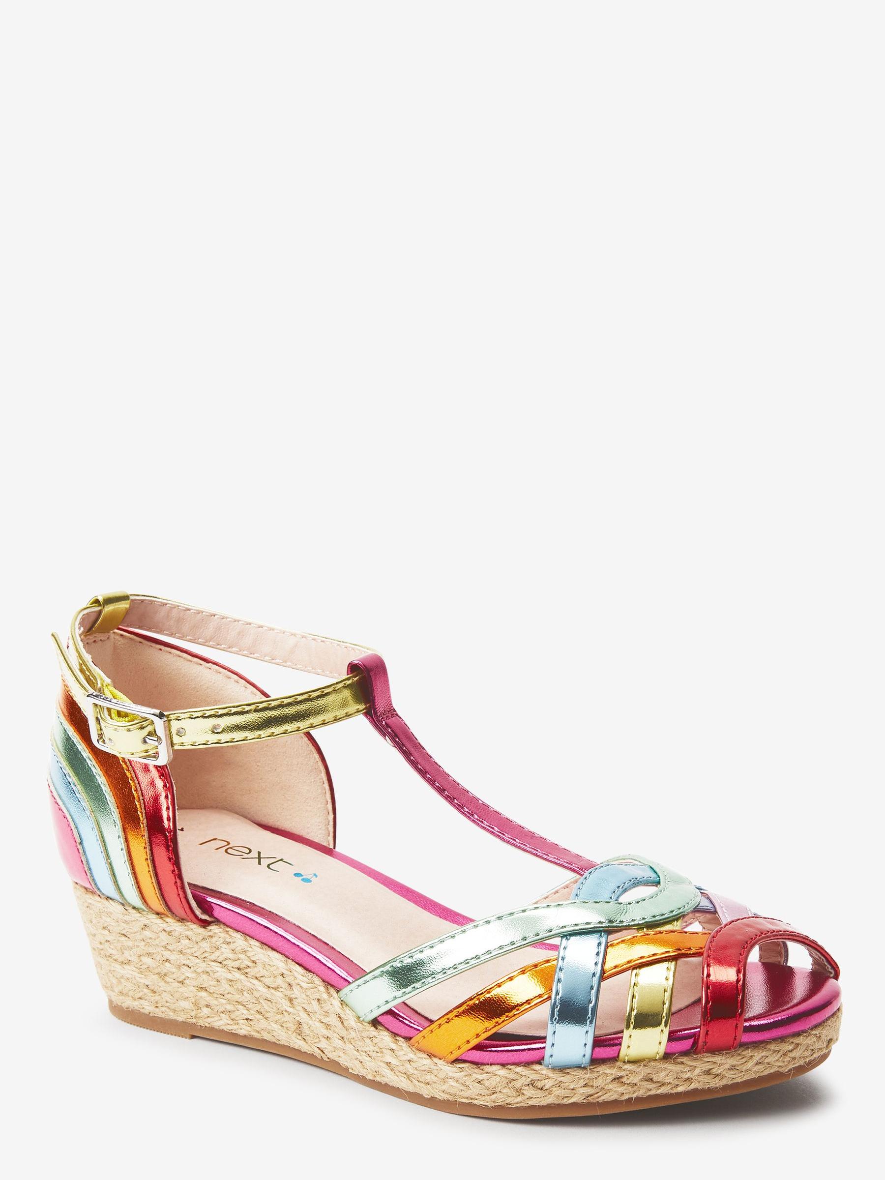 rainbow wedge heels
