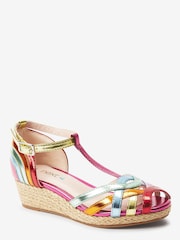 Rainbow Weave Strap Wedge Sandals - Image 3 of 8
