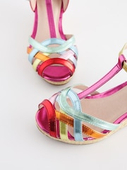 Rainbow Weave Strap Wedge Sandals - Image 6 of 8