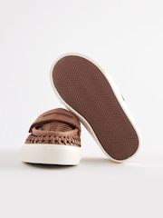 Tan Brown Woven Detail Contrast Sole Loafers - Image 6 of 6