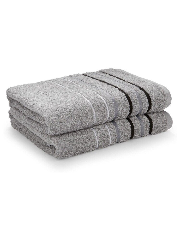 Catherine Lansfield Set of 2 Grey 100% Cotton Towels - Image 4 of 4