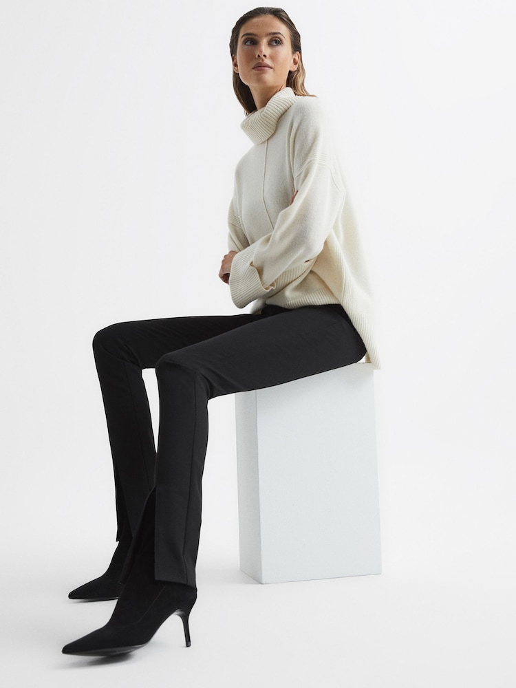 Reiss Black Caley Pointed Kitten Heel Suede Boots - Image 2 of 7