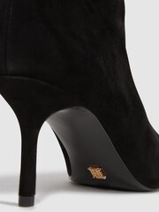 Reiss Black Caley Pointed Kitten Heel Suede Boots - Image 5 of 7
