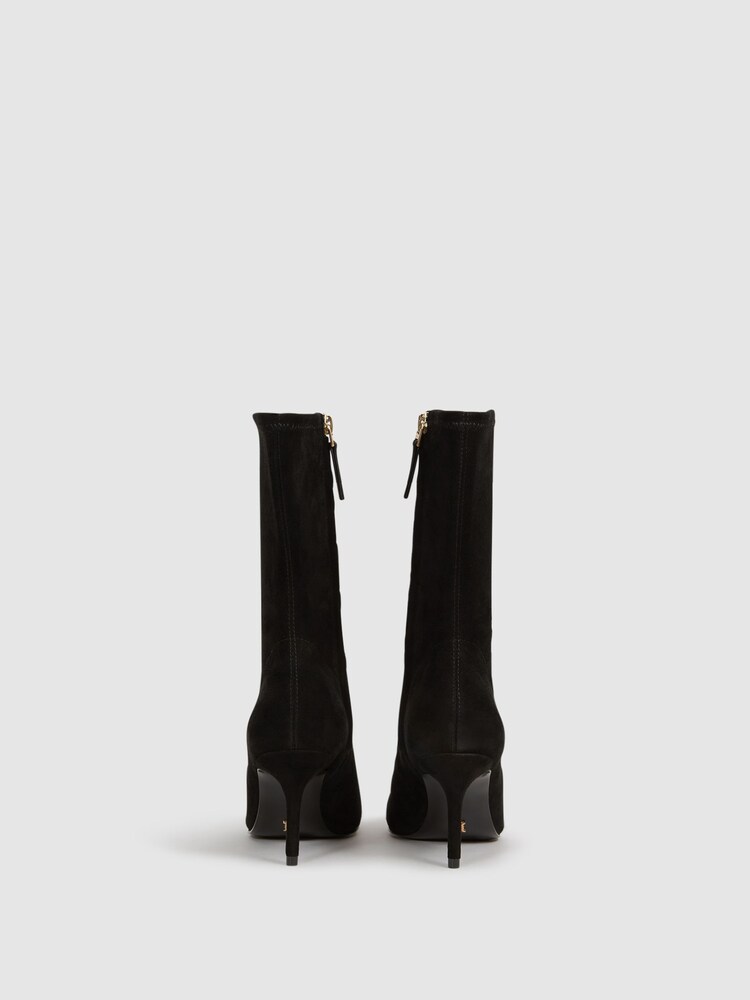 Reiss Black Caley Pointed Kitten Heel Suede Boots - Image 7 of 7 Reiss Black Caley Pointed Kitten Heel Suede Boots - Image 7 of 7