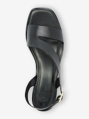 Black Forever Comfort® Leather Asymmetric Block Heel Sandals - Image 3 of 6