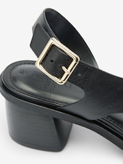 Black Forever Comfort® Leather Asymmetric Block Heel Sandals - Image 4 of 6
