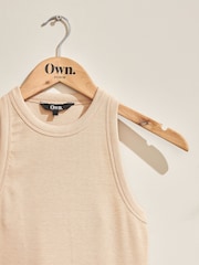 Sand Ribbed Cropped Racer Tank - Image 7 of 11
