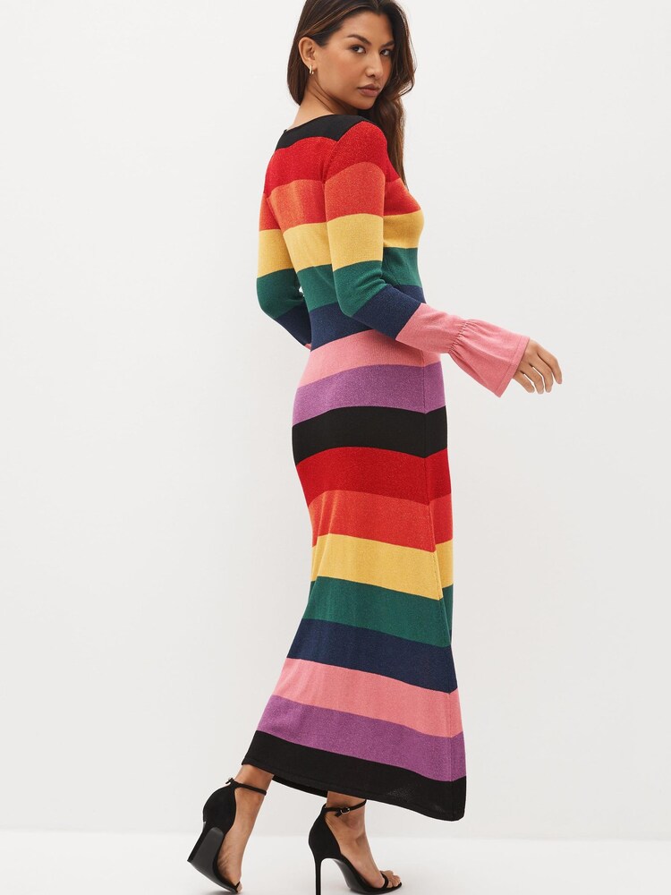 Olivia Rubin Pink Zuri Stripped Knitted Dress - Image 3 of 6