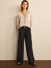 Black Smart Utility Cargo Wide Leg Trousers - Image 1 of 5