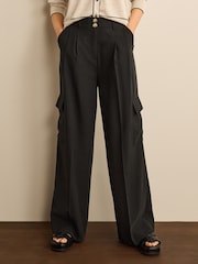 Black Smart Utility Cargo Wide Leg Trousers - Image 2 of 5