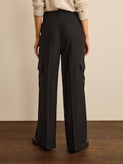 Black Smart Utility Cargo Wide Leg Trousers - Image 3 of 5