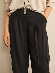 Black Smart Utility Cargo Wide Leg Trousers - Image 4 of 5