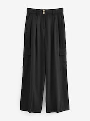 Black Smart Utility Cargo Wide Leg Trousers - Image 5 of 5