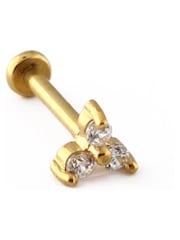 Orelia London Gold Plated Crystal Trinity Cluster CZ Labret Earrings - Image 1 of 2