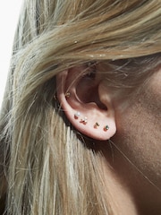 Orelia London Gold Plated Crystal Trinity Cluster CZ Labret Earrings - Image 2 of 2
