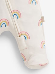 JoJo Maman Bébé Cream Rainbow Print Zip Baby Sleepsuit - Image 6 of 6