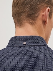 Dark Blue Textured Short Sleeve Shirt - Image 3 of 5