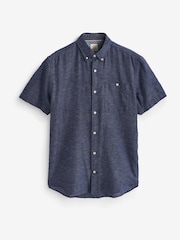 Dark Blue Textured Short Sleeve Shirt - Image 5 of 5