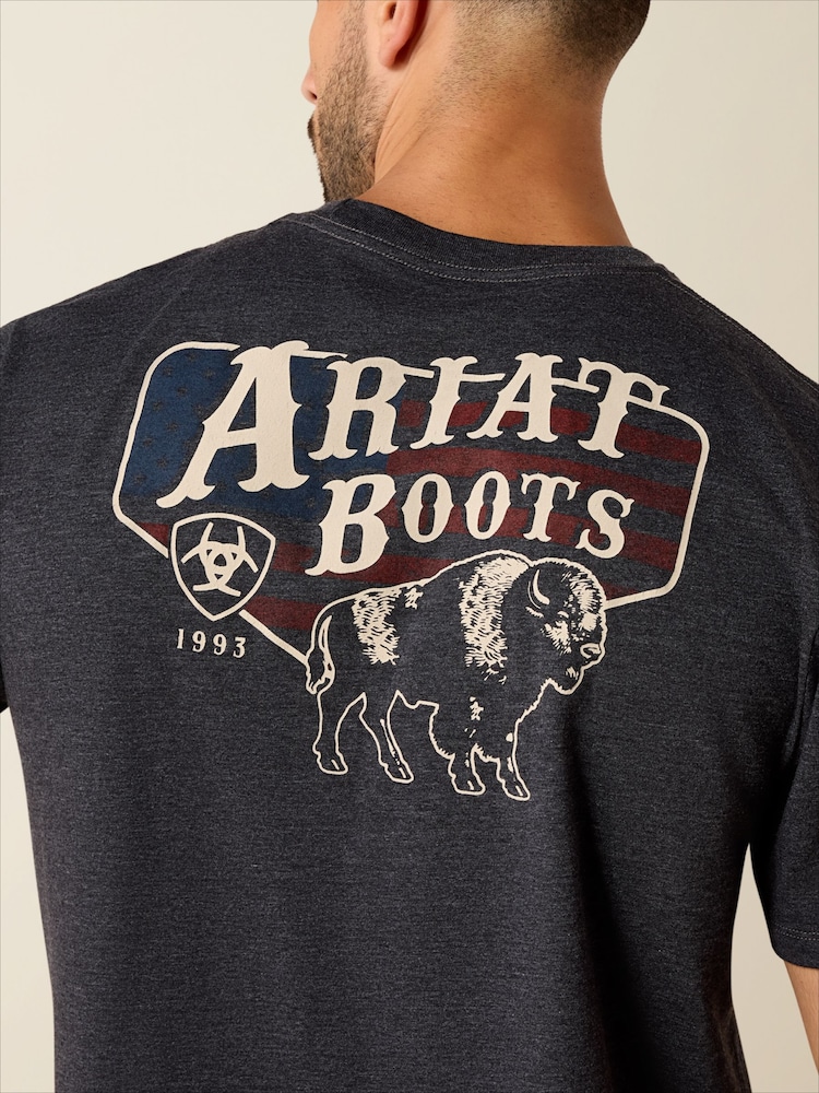 Ariat Grey American Bison Short Sleeve T-Shirt - Image 5 of 5 Ariat Grey American Bison Short Sleeve T-Shirt - Image 5 of 5