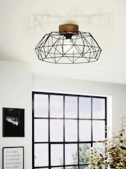 Eglo Black Padstow 1 Light Industrial Ceiling Light - Image 1 of 5